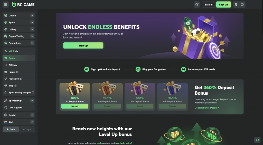 BC game crypto casino bonuses and promotions